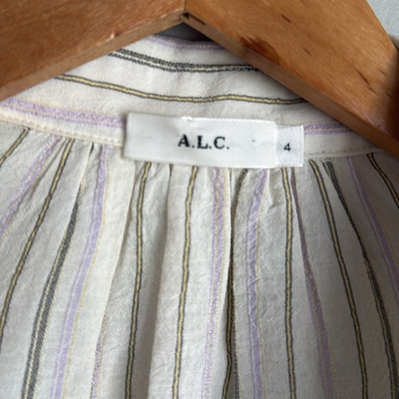 A.L.C. Carissa Striped Snap-Front Top in ivory - Picture 9 of 14